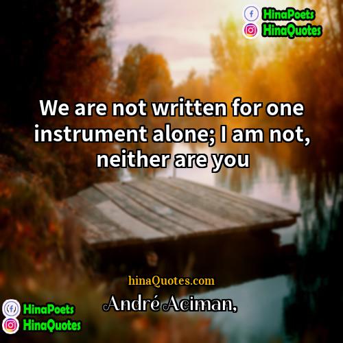 André Aciman Quotes | We are not written for one instrument